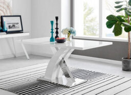 Furniturebox Atlanta White High Gloss And Chrome 6 Seater Dining Table With Statement X Shaped Legs For Modern Stylish Dining Room - thumbnail 2