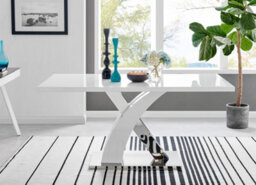Furniturebox Atlanta White High Gloss And Chrome 6 Seater Dining Table With Statement X Shaped Legs For Modern Stylish Dining Room - thumbnail 1