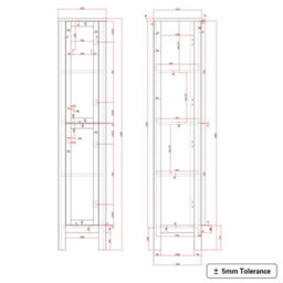 Rinse bathrooms Bathroom Furniture Tall Modern Cabinet Storage Unit 1600mm Matte Grey - thumbnail 7