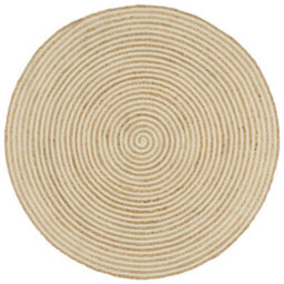 Berkfield Modern Handmade Rug Jute With Spiral Design White 120 Cm - thumbnail 2