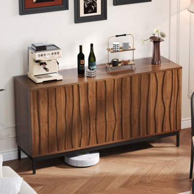 Abrihome Dark Oak Grain Sideboard 150X40X80Cm Large Kitchen Cabinet With 3 Drawers For Living Room, Hallway & Corridor Storage - image 1