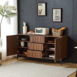 Abrihome Dark Oak Grain Sideboard 150X40X80Cm Large Kitchen Cabinet With 3 Drawers For Living Room, Hallway & Corridor Storage - thumbnail 2