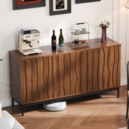 Abrihome Dark Oak Grain Sideboard 150X40X80Cm Large Kitchen Cabinet With 3 Drawers For Living Room, Hallway & Corridor Storage