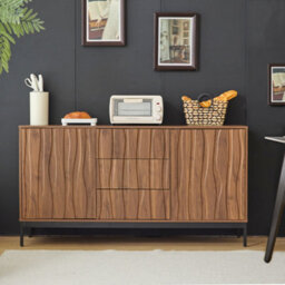 Abrihome Dark Oak Grain Sideboard 150X40X80Cm Large Kitchen Cabinet With 3 Drawers For Living Room, Hallway & Corridor Storage - thumbnail 8