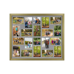 AK Frames 80X70Cm Gold Classic Multi Photo Frame With Mid Grey Mount - Holds 20 Apertures (18X) 6X4, (2X) 4X4 Photos - thumbnail 1