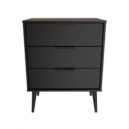 Hong Kong Ready Assembled Matt Black No Effect 3 Drawer Chest (H)740mm (W)575mm (D)395mm - thumbnail 2