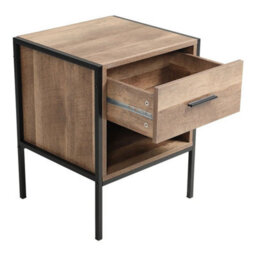 1 Drawer Wood Bedside Table For Bedroom Rustic Brown - thumbnail 3
