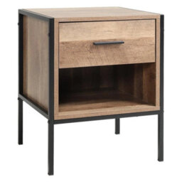 1 Drawer Wood Bedside Table For Bedroom Rustic Brown - thumbnail 4