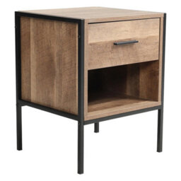 1 Drawer Wood Bedside Table For Bedroom Rustic Brown - thumbnail 5