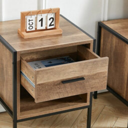 1 Drawer Wood Bedside Table For Bedroom Rustic Brown - thumbnail 6
