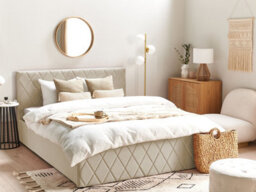 Beliani Ottoman Bed Velvet Rochefort 160 X 200 Cm (Eu King Size) Beige - thumbnail 2