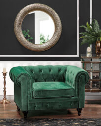 Beliani Armchair Chesterfield Velvet Emerald Green - thumbnail 2