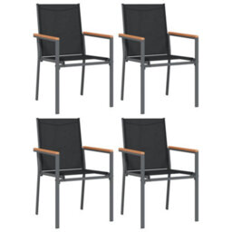 Vidaxl Garden Chairs 4 Pcs Black 55X61.5X90 Cm Textilene And Steel - thumbnail 2