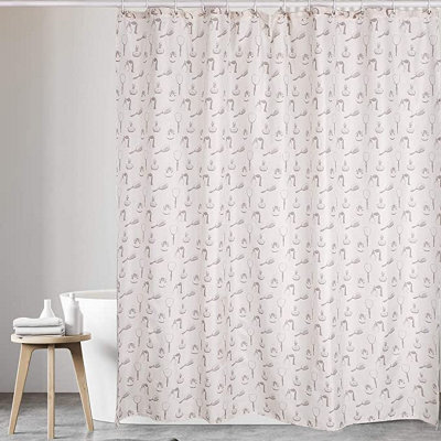 Kav Polyester Fabric Shower Curtain Bath Curtain Mould And Mildew Resistant Curtain With Water Resistant - Cream, 180X180 Cm