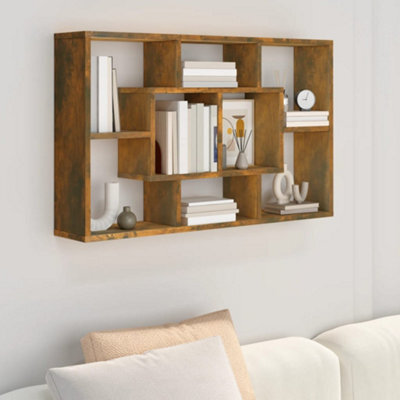 Berkfield Wall Shelf Smoked Oak 85X16X52.5 Cm Engineered Wood - image 1