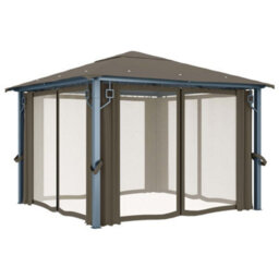 Walplus Gazebo With Curtain&led String Lights 3X3 M Taupe Aluminium - thumbnail 5