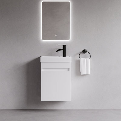 Plum&clay Romeo Matt White Wall Hung Cloakroom Vanity Unit With Basin (W)390mm - image 1