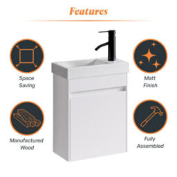 Plum&clay Romeo Matt White Wall Hung Cloakroom Vanity Unit With Basin (W)390mm - thumbnail 5