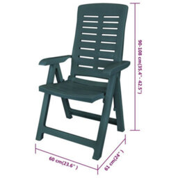 Berkfield Reclining Garden Chairs 6 Pcs Plastic Green - thumbnail 8