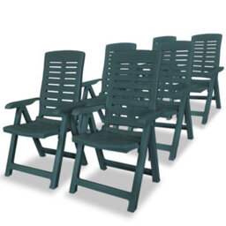 Berkfield Reclining Garden Chairs 6 Pcs Plastic Green
