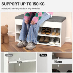 Shoe Bench Storage Rack Cabinet Organiser With Padded Cushion Seat - thumbnail 3