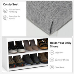 Shoe Bench Storage Rack Cabinet Organiser With Padded Cushion Seat - thumbnail 5