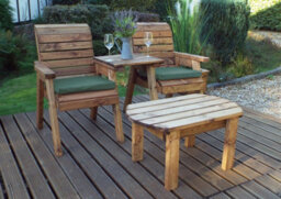 Charles Taylor Trading Twin Companion Dining Set Straight With Cushions - W160 X D170 X H98 - Fully Assembled - Green - thumbnail 1