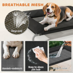 Pawhut Elevated Dog Bed, Raised Dog Bed With Removable Bolsters - thumbnail 6