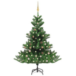 Berkfield Nordmann Fir Artificial Christmas Tree Led&ball Set Green 180Cm