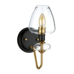 Elegant Aged Brass Wall Light With Charcoal Black Finish - Led E14 40W - thumbnail 2
