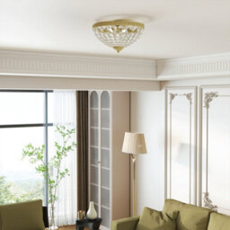 Homcom Chandelier Crystal Ceiling Light With E14 Base 2-Lights, Gold - thumbnail 8