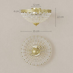 Homcom Chandelier Crystal Ceiling Light With E14 Base 2-Lights, Gold - thumbnail 3