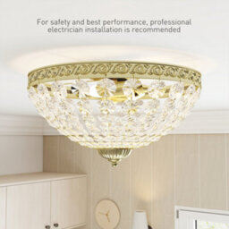 Homcom Chandelier Crystal Ceiling Light With E14 Base 2-Lights, Gold - thumbnail 6