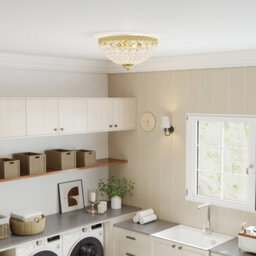 Homcom Chandelier Crystal Ceiling Light With E14 Base 2-Lights, Gold - thumbnail 7