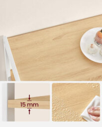 Songmics Baker's Rack, Kitchen Island With 2 Metal Mesh Baskets, Shelves And Hooks, Industrial Style, Oak Beige And White - thumbnail 4