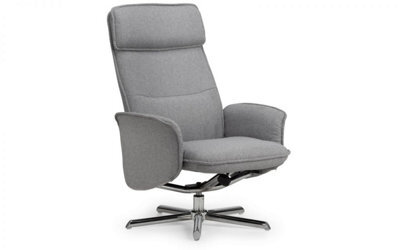 iLikeStores Grey Linen Recliner & Stool With Chrome Base - image 1
