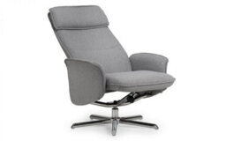 iLikeStores Grey Linen Recliner & Stool With Chrome Base - thumbnail 2