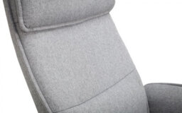 iLikeStores Grey Linen Recliner & Stool With Chrome Base - thumbnail 4