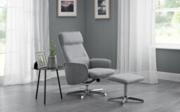 iLikeStores Grey Linen Recliner & Stool With Chrome Base - thumbnail 7