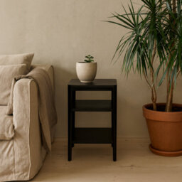 Wyld Haus Cananeia Black Wood-Grain Two-Shelf Bedside Table - thumbnail 1