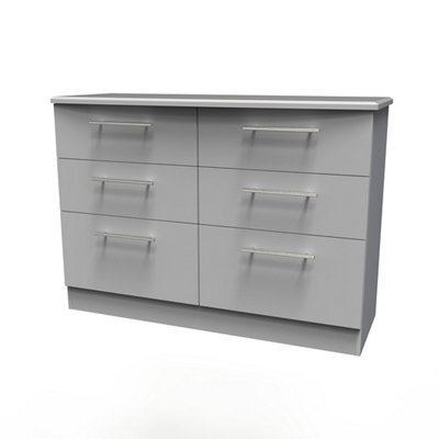 Bergamo Ready Assembled Matt Grey No Effect 2 Drawer Chest (H)505mm (W)395mm (D)415mm - image 1