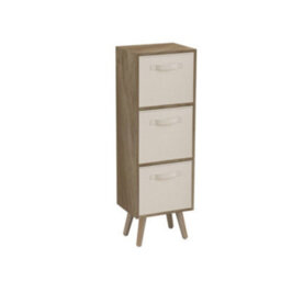 Urbn-Living Urbnliving 80Cm Height 3 Tier Oak Wooden Storage Bookcase Scandinavian Style Pine Legs With Cream Inserts - thumbnail 2