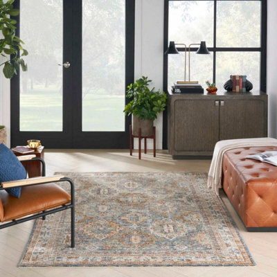 Blue Traditional Luxurious Persian Bordered Geometric Rug For Living Room And Bedroom-160Cm X 234Cm - image 1
