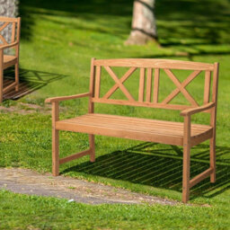 Outdoor 2-Seater Garden Bench Wooden Patio Seat Backyard Park Front Porch Chair - thumbnail 6