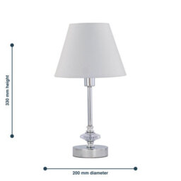 First Choice Lighting Chrome Jewelled Table Lamp With Ivory Off White Shade - thumbnail 4
