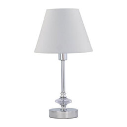 First Choice Lighting Chrome Jewelled Table Lamp With Ivory Off White Shade - thumbnail 1