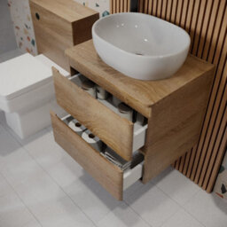 Aveli Bathroom Cloakroom Vanity Unit Wall Hung Countertop Wash Basin Wood 600mm - thumbnail 3