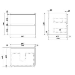 Aveli Bathroom Cloakroom Vanity Unit Wall Hung Countertop Wash Basin Wood 600mm - thumbnail 2