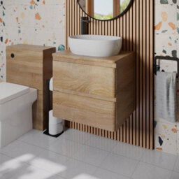 Aveli Bathroom Cloakroom Vanity Unit Wall Hung Countertop Wash Basin Wood 600mm