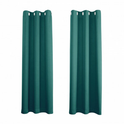Happy Homewares Teal Blackout Curtains - Eyelet Thermal Curtain  - 46 X 63 Inch Drop - 2 Panel - image 1